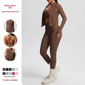 NewNew Cloud-Feel Brushed Fabric Beauty-Back Bra Sports Zipper Jacket Casual Running Butt-Lifting Pocket Fitness Yoga Wear