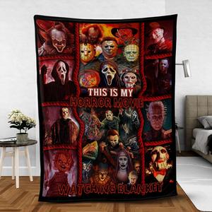 Horror Movie Flannel Throw Blanket, Scary Movie Blanket, X-mas Blankets,Saw,It