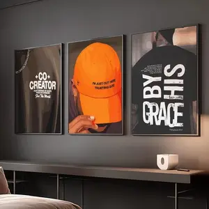 Men's Christian 3-Piece Vintage Paper Quote Prints - Unframed Wall Art, Graphic Photo, Hand Artwork, Tape-Mounted Decoration, Masculine Man Room Home Decor Posters