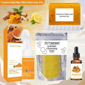 Turmeric Soap & Essential Oil Set,Including 1 Counts Turmeric Soap &1 Counts Essential Oil &1 CountsSoap Saver, Daily Skin Care Set forMen & Women