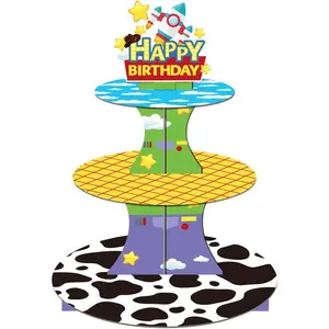 Cartoon  Inspired Story Cupcake Stand 12Inch Cardboard Cupcake Tray for Wedding Birthday  Shower Blue Sky White Clouds Birthday Party Supplies ()
