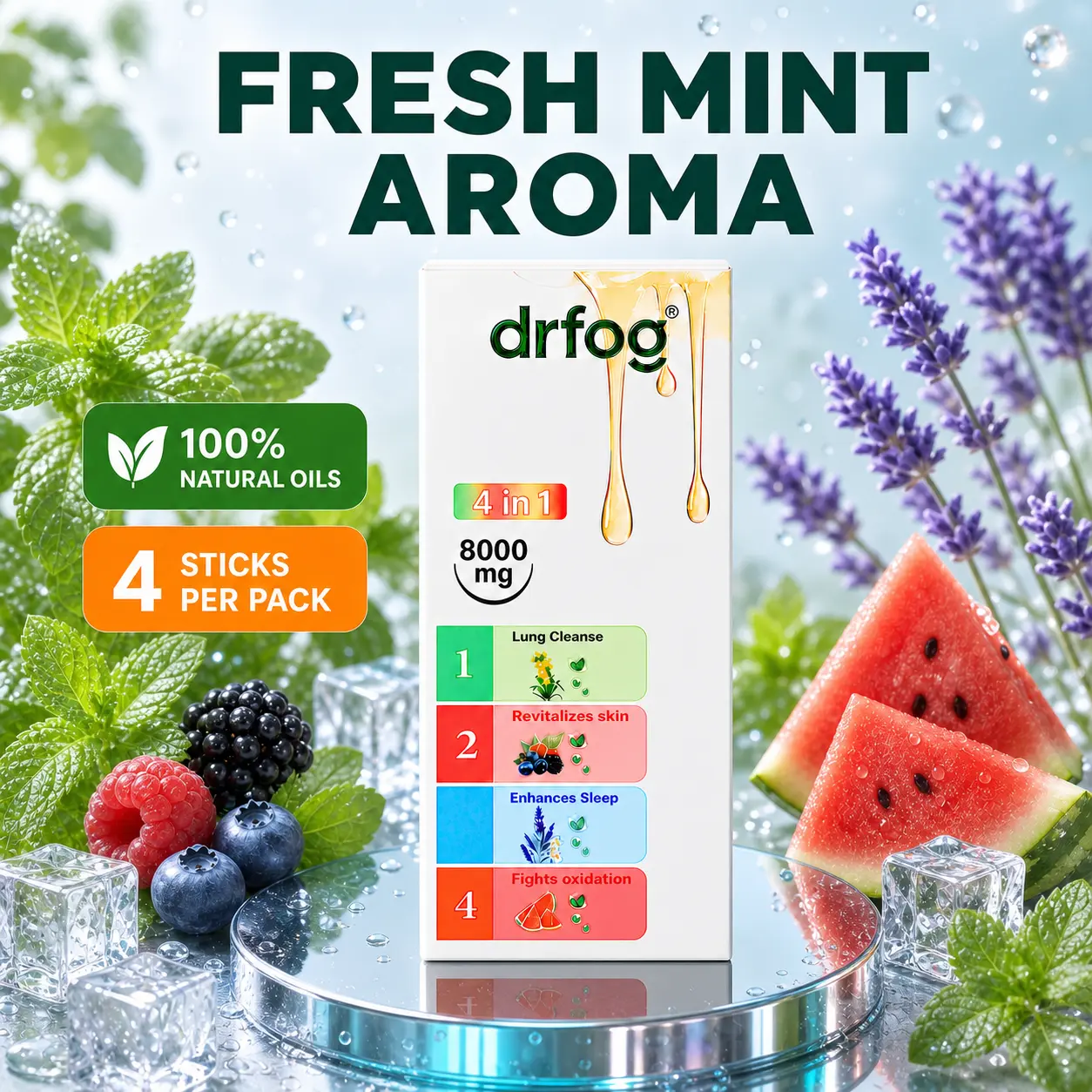 Refreshing Aromatherapy 4 Sticks per Box, Refreshing Cooling Sensation I Portable for Daily Use Natural