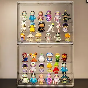 Acrylic Display Case for Dolls Transparent Dust-Proof Storage Box Stand Organiser for Jewelry and Collectible Figurines Cute Cartoon Figurine Storage Ottoman
