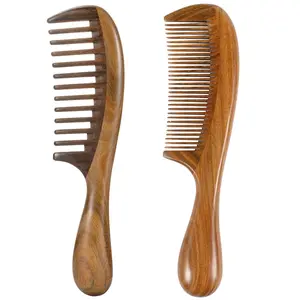 2pcs Wooden Hair Comb Wide Tooth Fine Tooth Detangling Sandalwood Combs