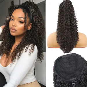 Drawstring Ponytail Extension 20Inch Afro Kinky Curly Ponytail Fluffy Pony Tails Hair Extensions Synthetic Hairpiece  for Women  Daily Use