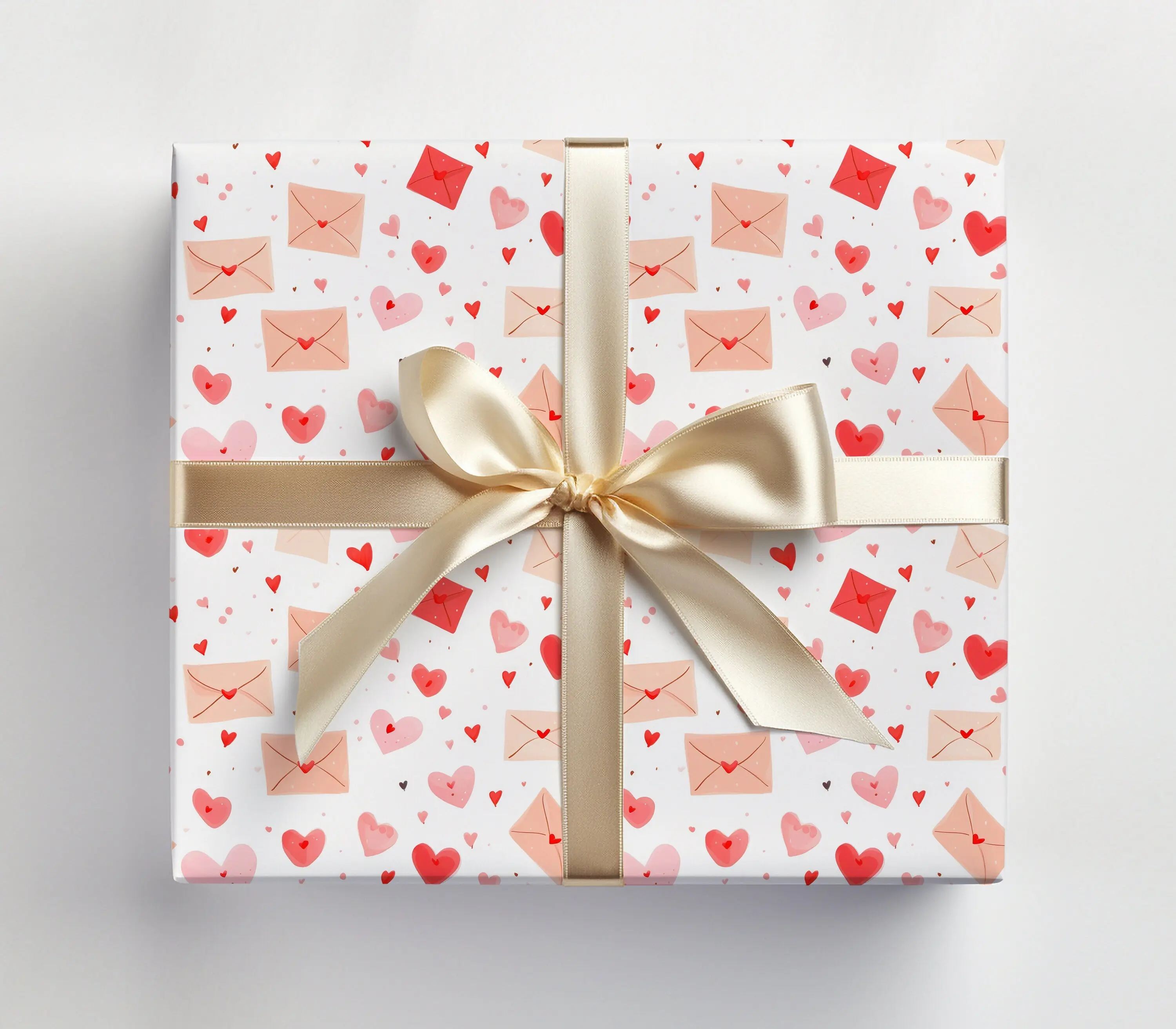 Cute Valentines Day Wrapping Paper Roll Cute Valentines Envelope Gift Wrapping Paper Cute V Day Gift Wrap Roll, Cute Hearts and Envelopes