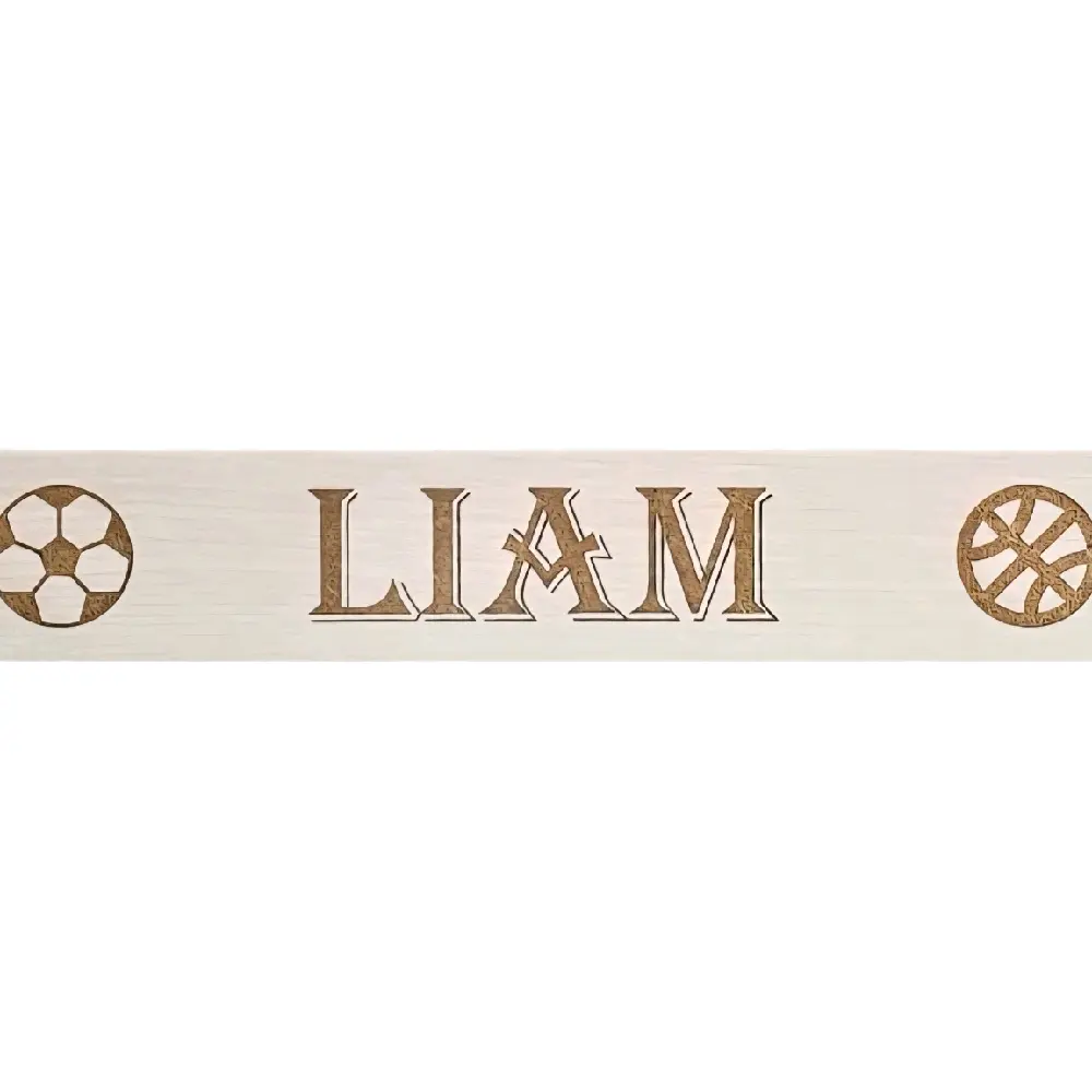Laminate Name Plate 13.75" x 2.5" - Liam Engraved with Sports Motifs for Home or Work - Unique Accessory for Any Setting
