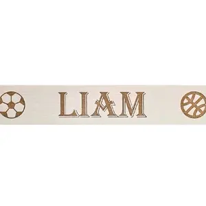 Laminate Name Plate 13.75" x 2.5" - Liam Engraved with Sports Motifs for Home or Work - Unique Accessory for Any Setting