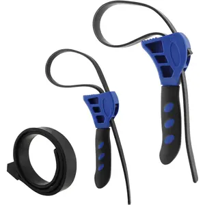 Adjustable Rubber Strap Wrench Set, 2pcs - Max Diameter 4" and 6", Adjustable Reinforced Rubber Belt Wrench for Jar Opener, Shower Head, Oil Filter, Water Filter, Plumbing, Sink(COLOR:Blue+Black)