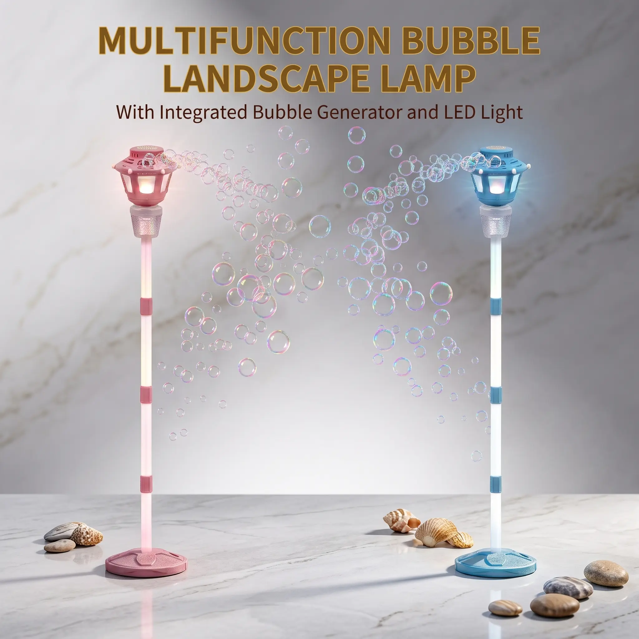 Automatic LED Light-Up Standing Bubble Blower Machine - 3-Stage Height Adjustable, Built-In Batteries, Portable Outdoor Decor for Kids Party, Yard & Patio Use, Summer Gift