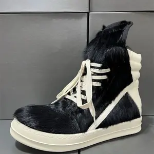 Rick Owens Black Geobasket Fur boots