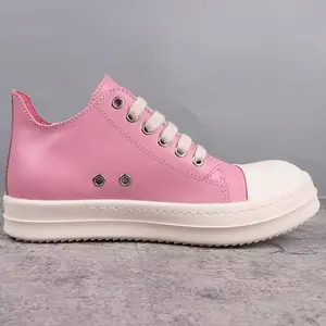 designer punk style cowhide low top trainers ro lace up flat retro shoes for men and women casual height increasing classic genuine leather shoes size 34-48 multiple colors shoes