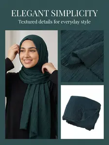 Natural Wrinkle Fine Texture Solid Color Shawl Breathable Slightly Elastic Soft Women Hijab Daily Wear Multi Colors