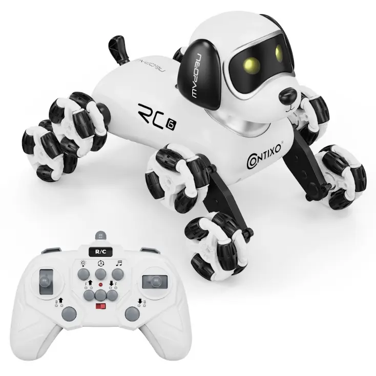 Contixo RC6 NeoPaw 8-Wheel RC Robot Dog, Remote Control Robot Pet, Omnidirectional Stunt Wheels, Dynamic Pose Changes, 360° Drifting, LED Lights & Sounds, USB-C Rechargeable