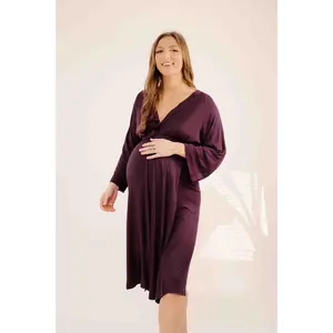 Amelia Labor & Postpartum Gown in Plum