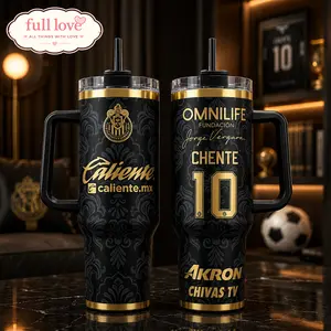 Chivas Guadalajara Black Tumbler 20oz-40oz With Handle, Cup Soccer Club Mug Fan Drinkware Gift, Double Wall Insulated, Stainless Steel Vacuum Insulated Cup, Gift for Fan, Eco-Friendly