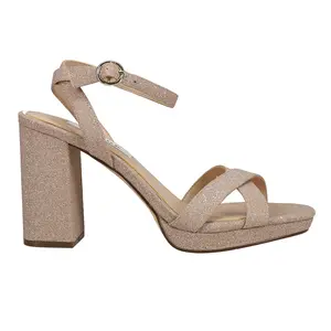 Nina Womens Sheila Glitter Dress Platform Dress Sandals High Heel 3" & Up - Beige