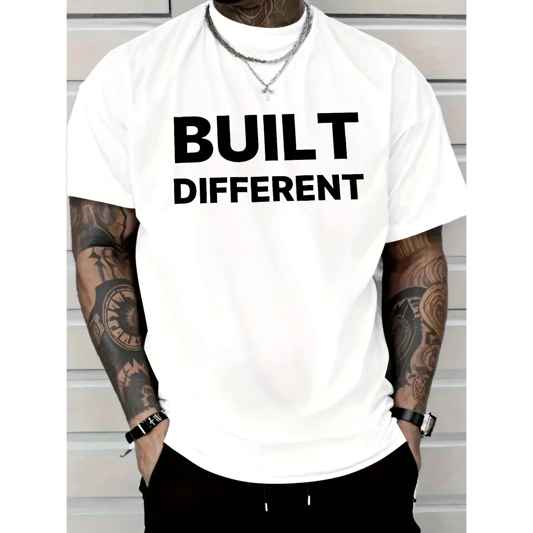 100% cotton Men's Short Sleeve Red T-Shirt, Printed with 'Be Different' Words, Suitable for Casual Wear 100% cotton Men's Short Sleeve Red T-Shirt, Printed with 'Be Different' Words, Suitable for Casual Wear