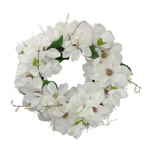 Northlight White Magnolias Spring Wreath - 24-Inch  Unlit