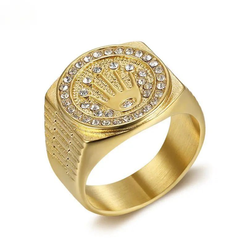 Men's Stainless Steel Crown Ring - Multi-Size Titanium Steel Hip-Hop Retro Streetwear Accessory, Male Fashion Jewelry Trends, Outdoor Nightclub Wear, Anniversary Gift