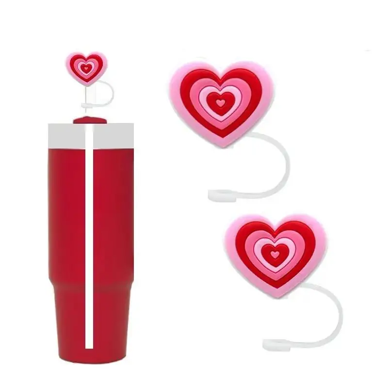 Reusable Straw Cover, 2 Counts/set Heart Floral Shaped Straw Covers, Drinkware Accessories