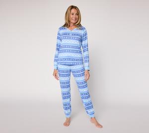 MUK LUKS Cloud Knit Henley Printed Pajama Set
