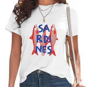 Casual Retro Sardines Shirt – Vintage Fish Graphic Tee for Seafood Admirers