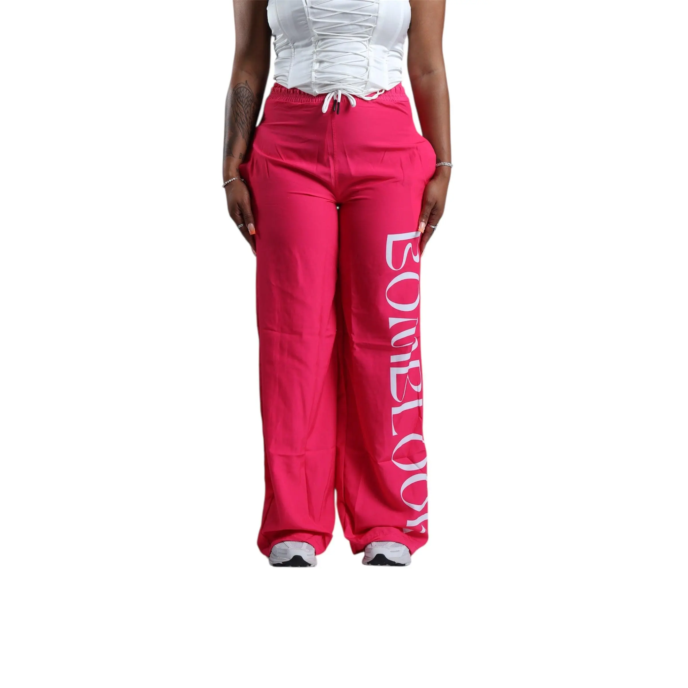 Jackie Wide Leg Trouser Pants (Hot Pink)