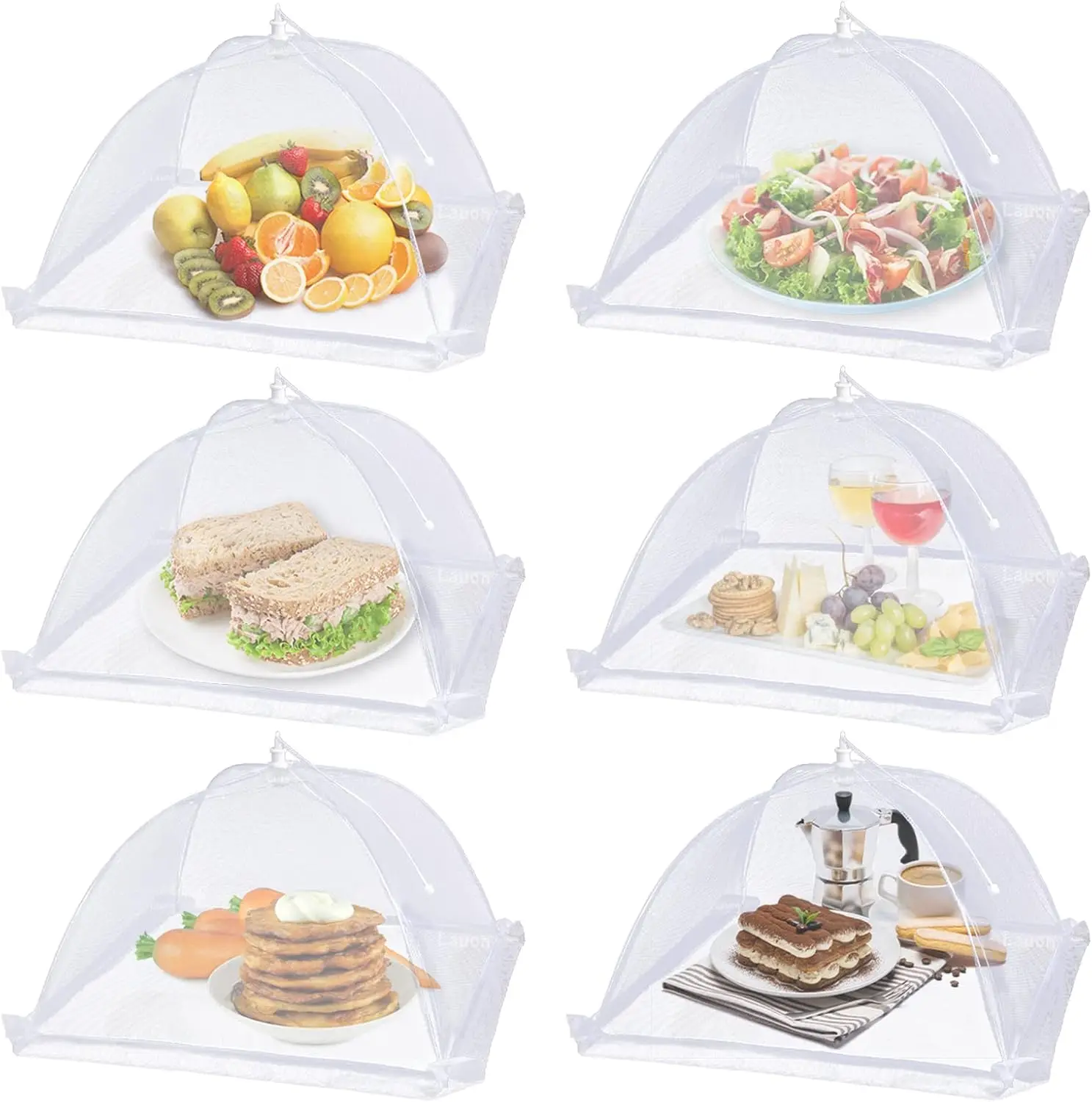 Halloween Fall Gift Large Food Cover,6 Pack Mesh Food Tent,17"x17",White Nylon Covers,Pop-Up Umbrella Screen Tents,Patio Net for Outdoor Camping, Picnics, Parties,BBQ,Collapsible and Reusable