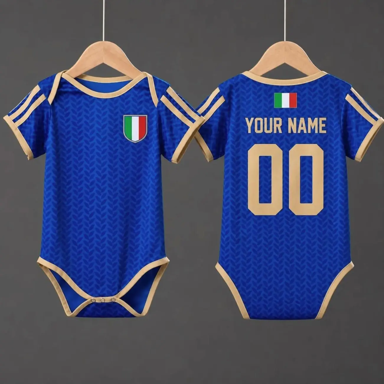 Personalized Italy Baby Bodysuit, Custom Name Soccer Baby Outfit, Italy Football Fan Gift, Newborn Sports Jersey Onesie HJH