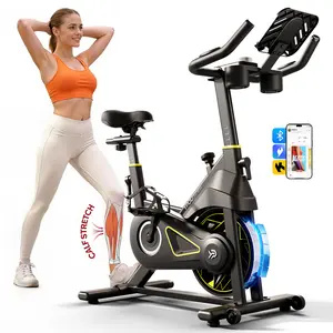 YPOO Exercise Bike with Bluetooth  Indoor Cycling Bike for Home Workout, Adjustable Resistance Exercise Bike with LCD Monitor & App Connection, Quiet Belt Drive Stationary Bike for Apartment Fitness Training tablet mount minigym