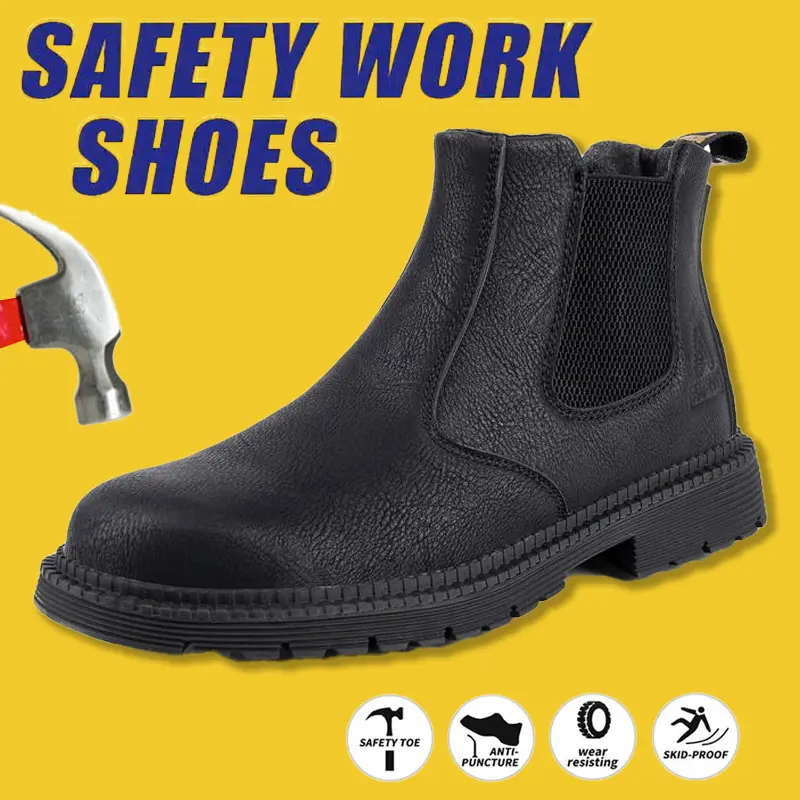 Puncture-proof Breathable Safety Shoes Splash-proof Smash-proof Electrical Hazard Safe Work Boots with Safety Toe Anti-Puncture Wear Resisting Skid-Proof