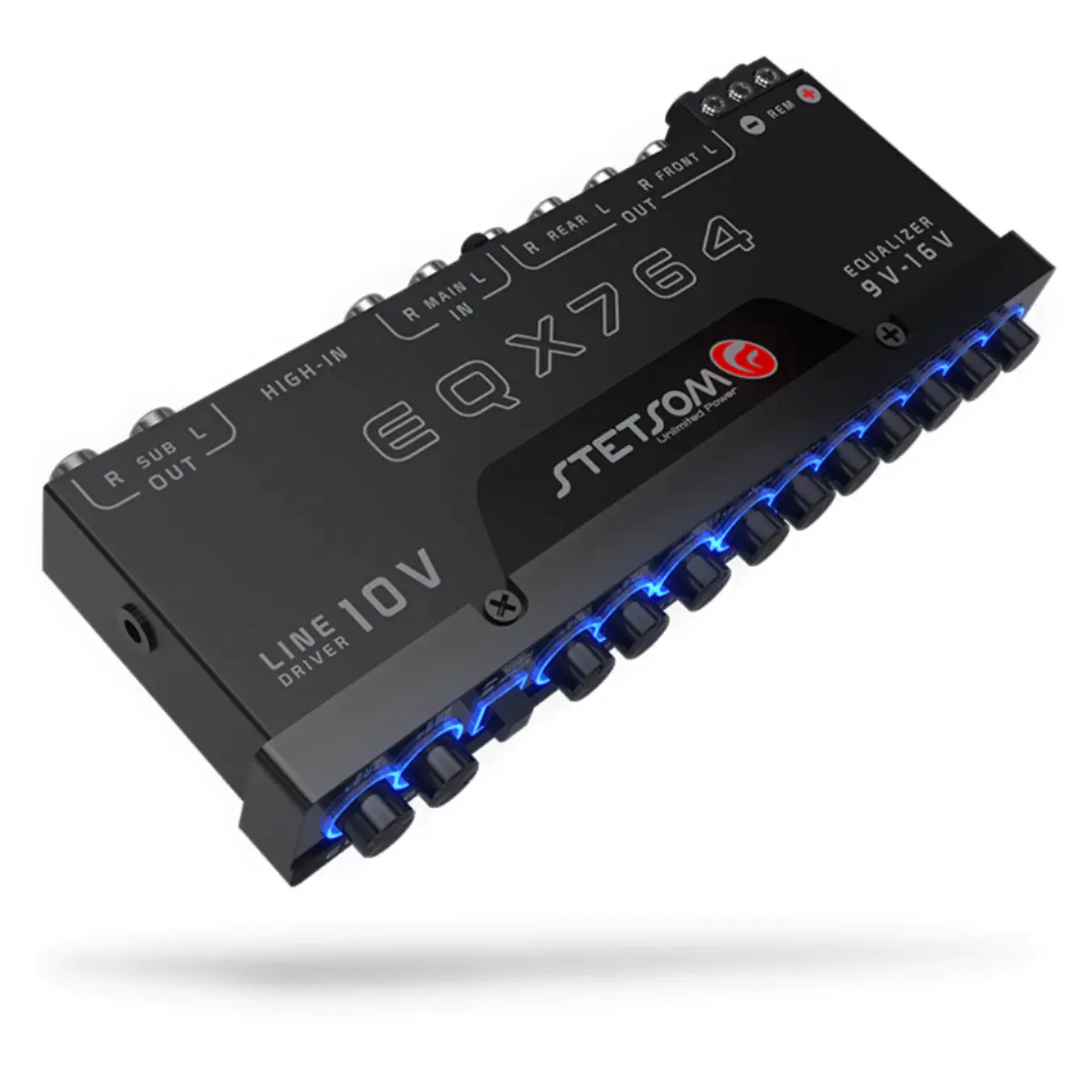 Stetsom EQX764 Main 7-Band Graphic Equalizer for Car Audio - Car Stereo Upgrade, Automotive Electronics, Audio Tuning, Modern Blue LEDs, LED Display Screen