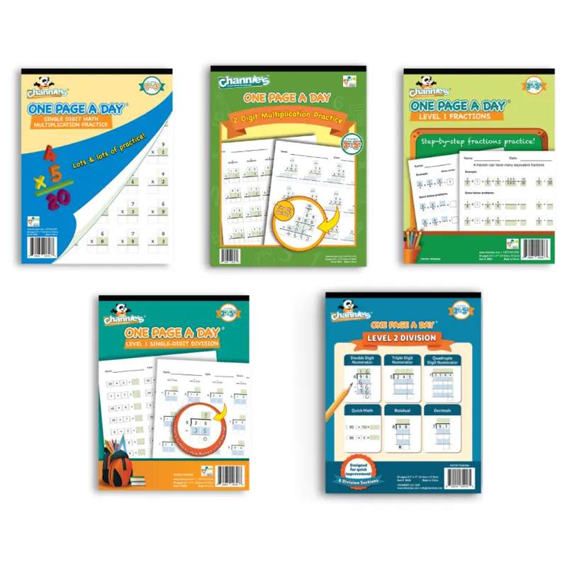 Channie's Close The Gap Upper Level Math Paper Book - Homeschool Supplies, 1-Page Daily Math Practice, Covers Mul, Div, Frac Basics, Beginning Division, M905/M802/M901 Education Textbook