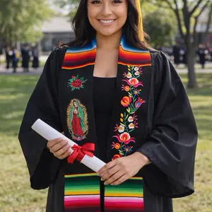 Floral and virgen de Guadalupe Graduation Sash Scarf Stole Class of 2026