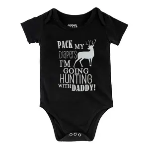 Pack My Diapers I'M Going Hunting With Daddy Baby Short Sleeve Onesies Cotton Bodysuits Romper for Infant & Newborn Boys Girls Soft Casual Outfit with Snap Closures for Easy Diaper Change  (0-24 Months)