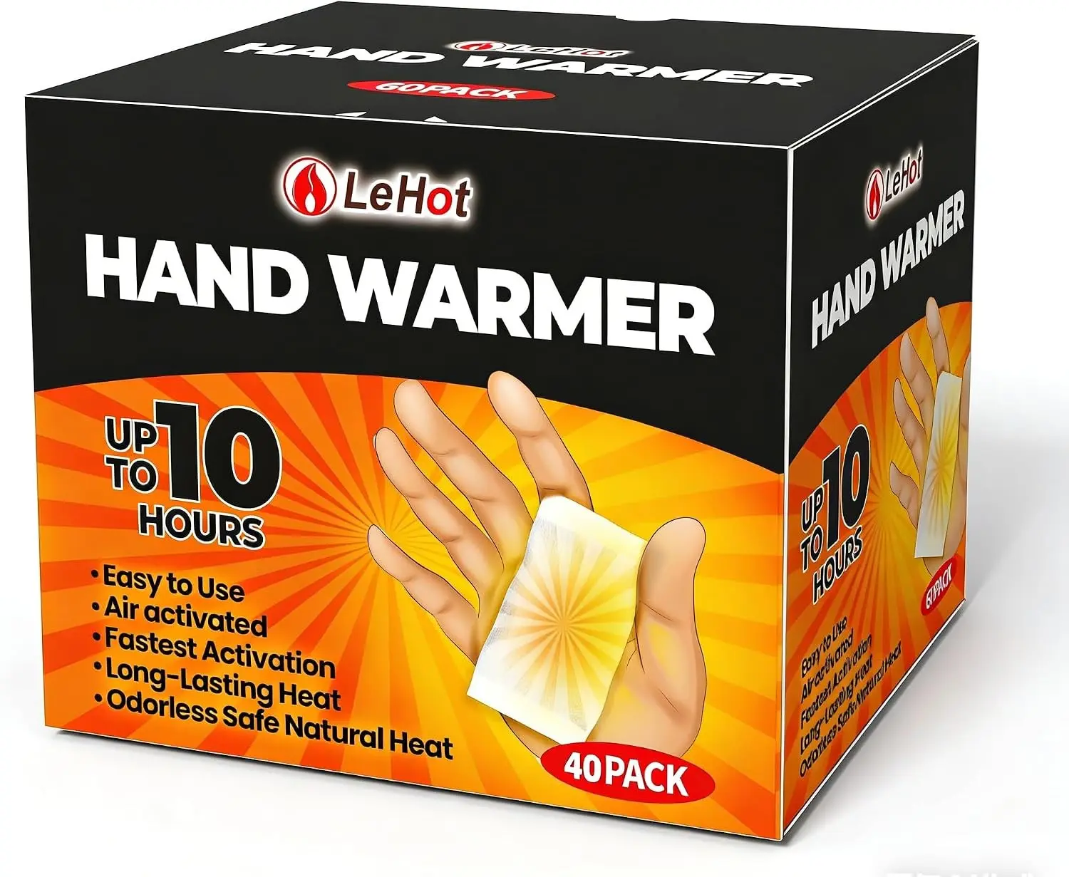 Hand Warmers - 40 Packs Hot Hands Disposable Heat Pad, Hot Hands Hand Warmers, Up to 10 Hours of Safe and Continuous Heat, Perfect for Camping, Outdoor Skiing, Fishing Ideal for Outdoors and Travel.