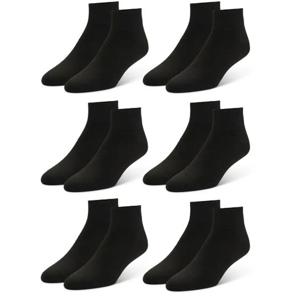 Sof Sole Comfort Quarter Socks 6-Pack - Small - Black, Polyester, Top
