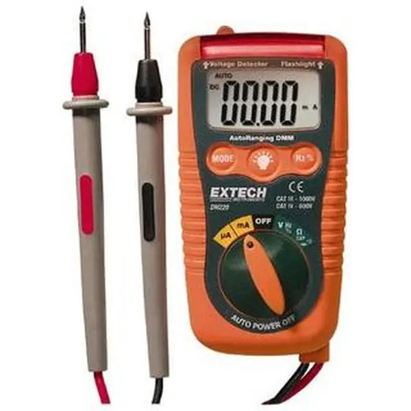 Extech DM220 Digital Auto-Ranging Multimeter - CAT IV 600 VAC/VDC, 40 mOhm Resistance, Current, Frequency Measurement, Electrical Voltage Checks