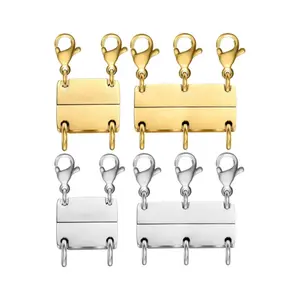 4 piece of multi-layer necklace buckles, gold and silver dual color magnetic jewelry connectors, necklace and bracelet layered buckle extenders, jewelry making accessories, suitable for stacking necklaces and bracelets, DIY handmade