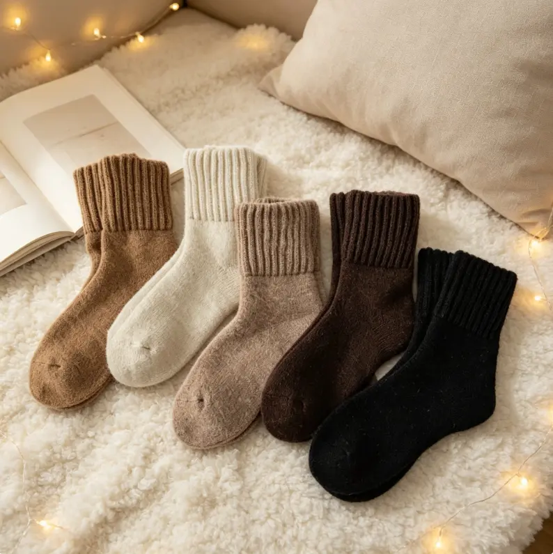 5 pairs Socks for Women Winter Solid Thick Warm Socks Wool Socks | Perfect for boots, Skin-friendly, Not tight, Stylish, Practical, Multi-colored, Soft, Gifts