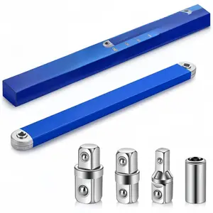 3/8 Inch Offset Extension Wrench, 1 Set Multifunctional Extension Wrench with 1/2 Inch & 1/4 Inch & 3/8 Inch Square Drive Adapters, Impact Ready Socket Wrench Toolelectroplate, Automotive Repair Tools