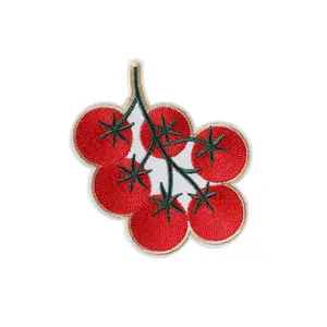 Embroidered Tomato Patch, Self-Adhesive Iron-On Applique, Fruit Embroidery, Ideal for Clothes Jackets Hats Accessories, Durable & Stylish Design
