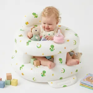 Inflatable Baby Seat with Safety Guardrails for Babies 3–36 Months, Built-in Pump Baby Floor Chair, Supportive Sit Me Up Seat for Learning to Sit, Feeding, Playing, Camping, Picnic, Travel & Beach