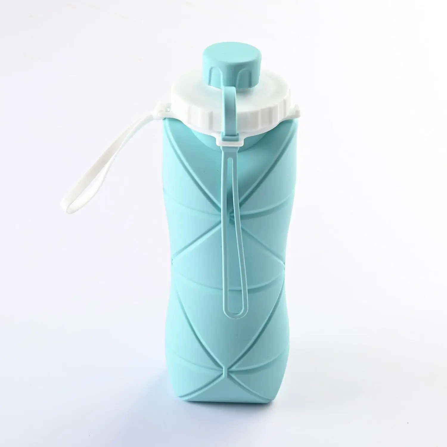 Folding Bottle Large Capacity Outdoor Travel Exercise Portable Silicone Cup for Water High Temperature Resistant Food Grade Retractable Folding Cup, 600ml, Blue