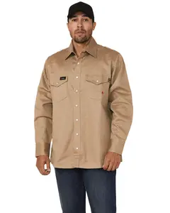 Forge Workwear Men's Fr Solid Long Sleeve Snap Work Shirt - Mfrsld-002-Khi