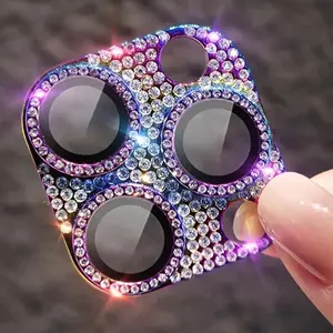Luxury Glitter Rhinestone Metal Camera Lens Protector for IPhone 17 Air 16 15 14 13 Pro Max Plus 16Pro 17Pro Glass Full Cover
