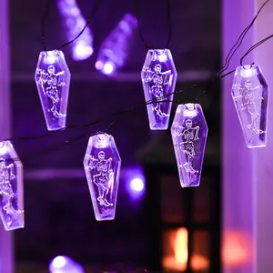 Impress Life Halloween Decorations String Lights with Remote Crystal Sarcophagus Themed 10 ft 30LEDs Fairy Lights, Battery & USB Operated for Indoor All Saints' Eve Parties, Mantle Fireplace Deco
