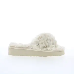 Minnetonka Teddy 3 Crossband 5995104 Womens Beige Slides Slippers Shoes