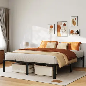 Full Size Bed Frame 14 Inch – Heavy Duty Metal Platform Bed with Tool-Less Assembly,Reinforced Steel Slats,12" Storage Clearance,No Box Spring Required,Ideal for Apartments or Guest Bedrooms